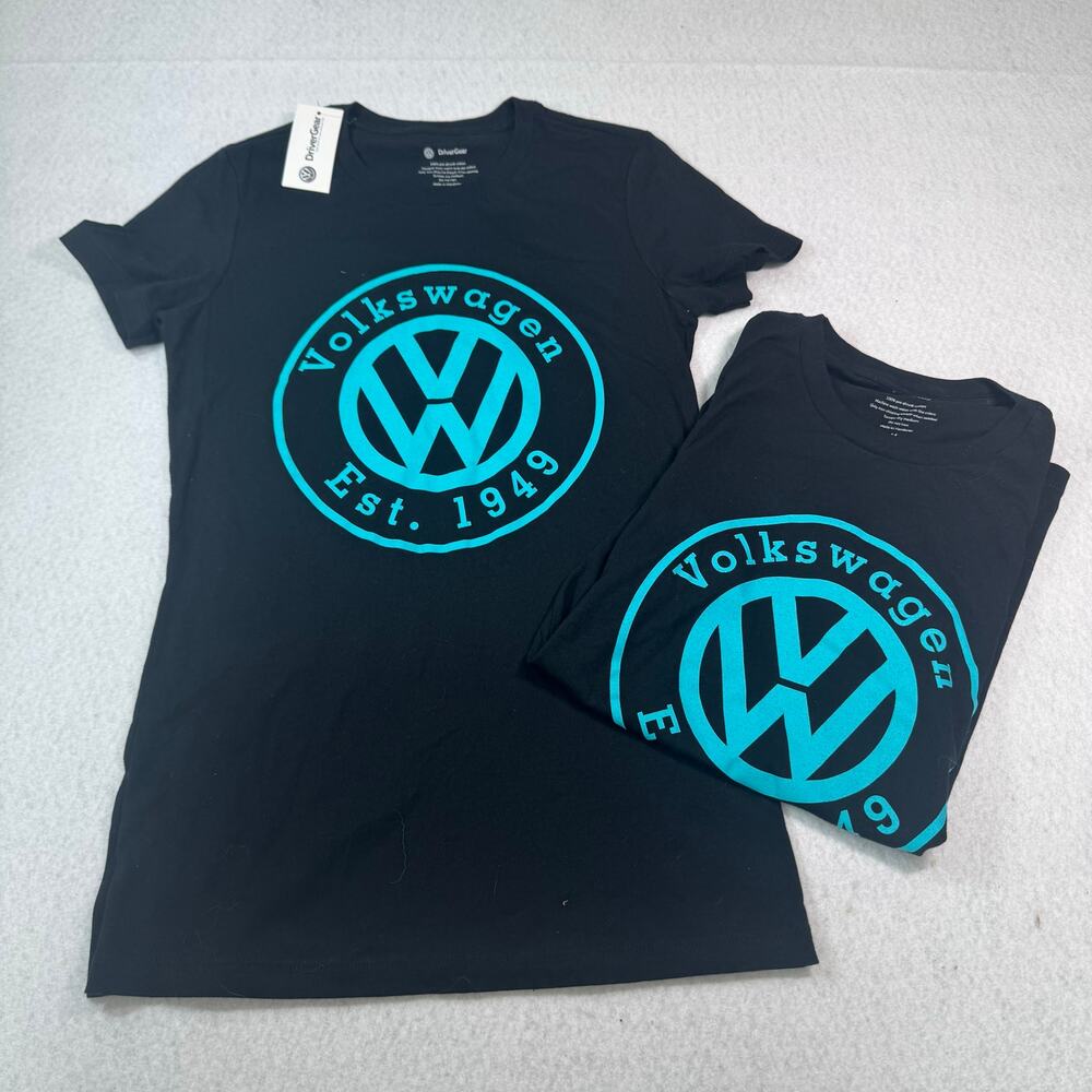 VW Volkswagen Driver Gear Lot of 2 Short Sleeve Shirts Black and Blue Medium